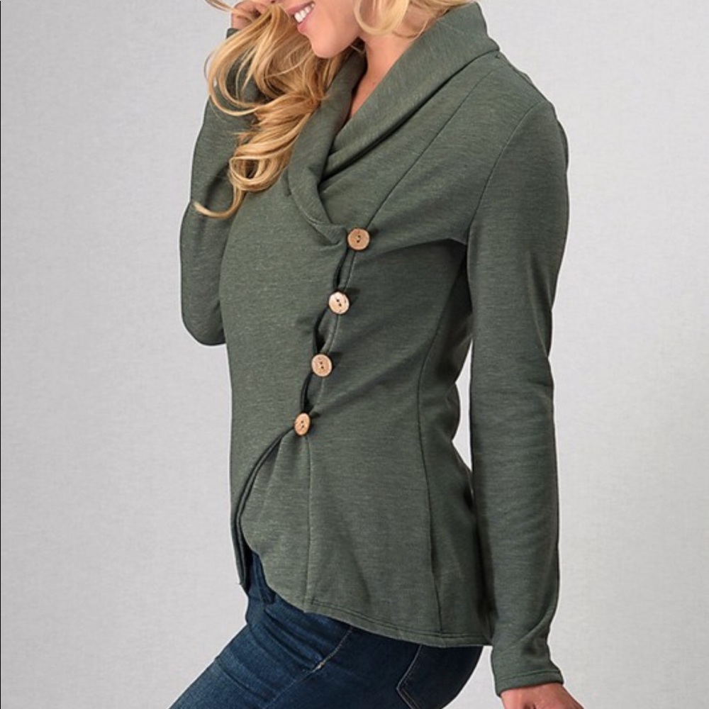 Moss Green Wrap Jacket - Picture 2 of 4